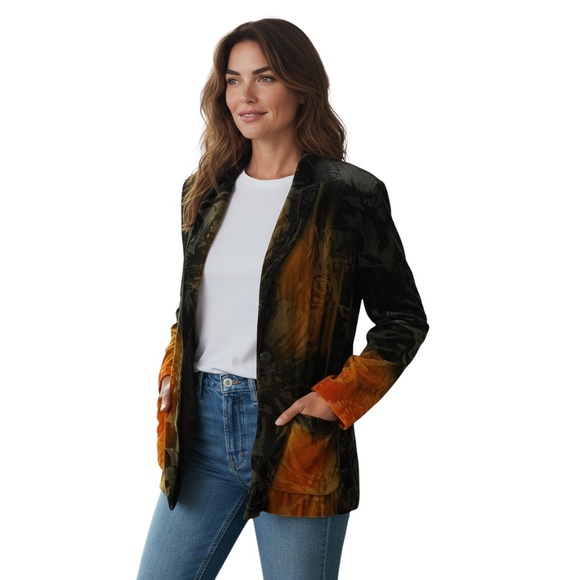 AVANT TOI BLACK / ORANGE VELVET JACKET - Picture 5 of 5